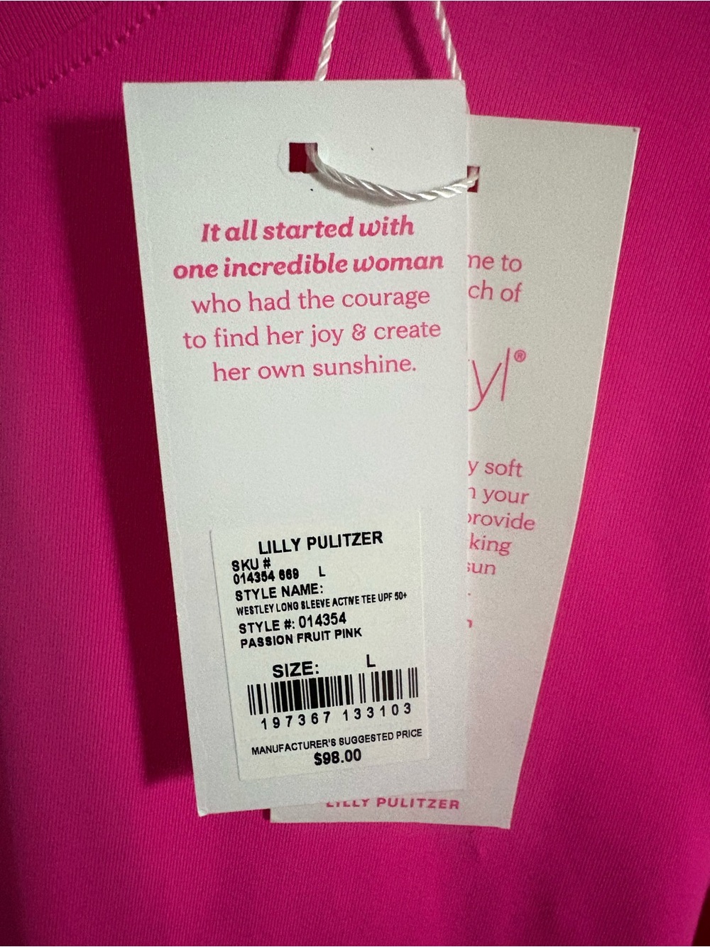 Lilly Pulitzer Long Sleeve Crew Neck Top - Bright Pink - Picture 4 of 4